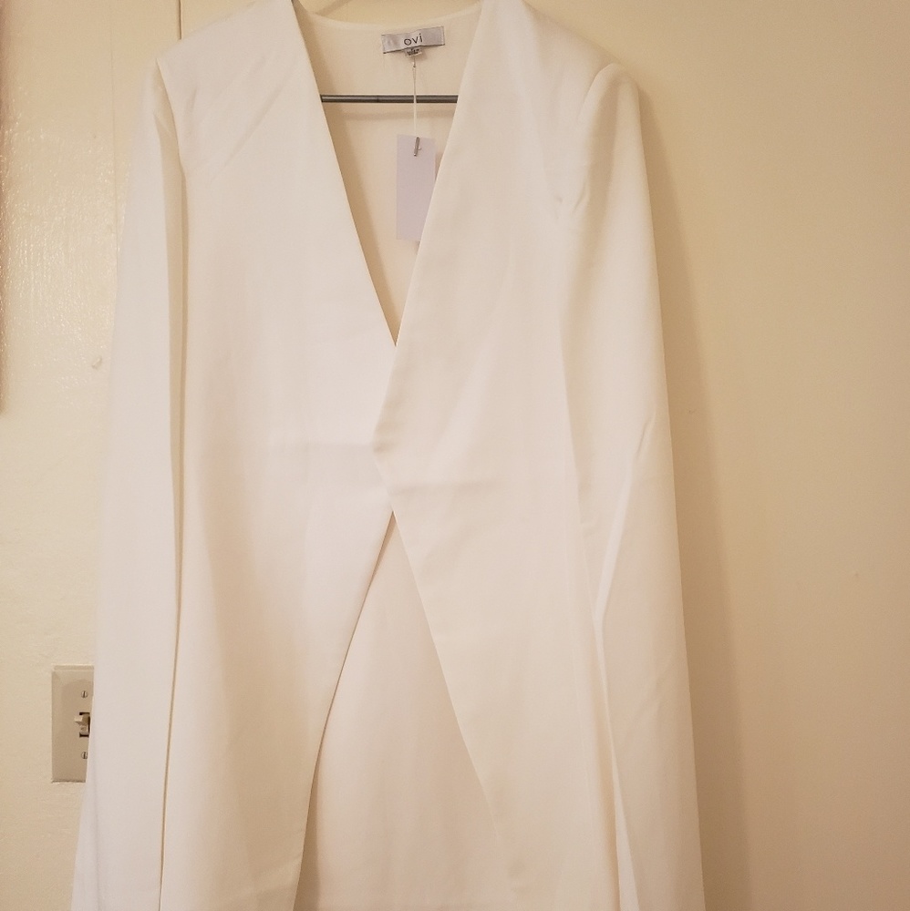 Anahi Off-White Luxe Long Cape Jacket